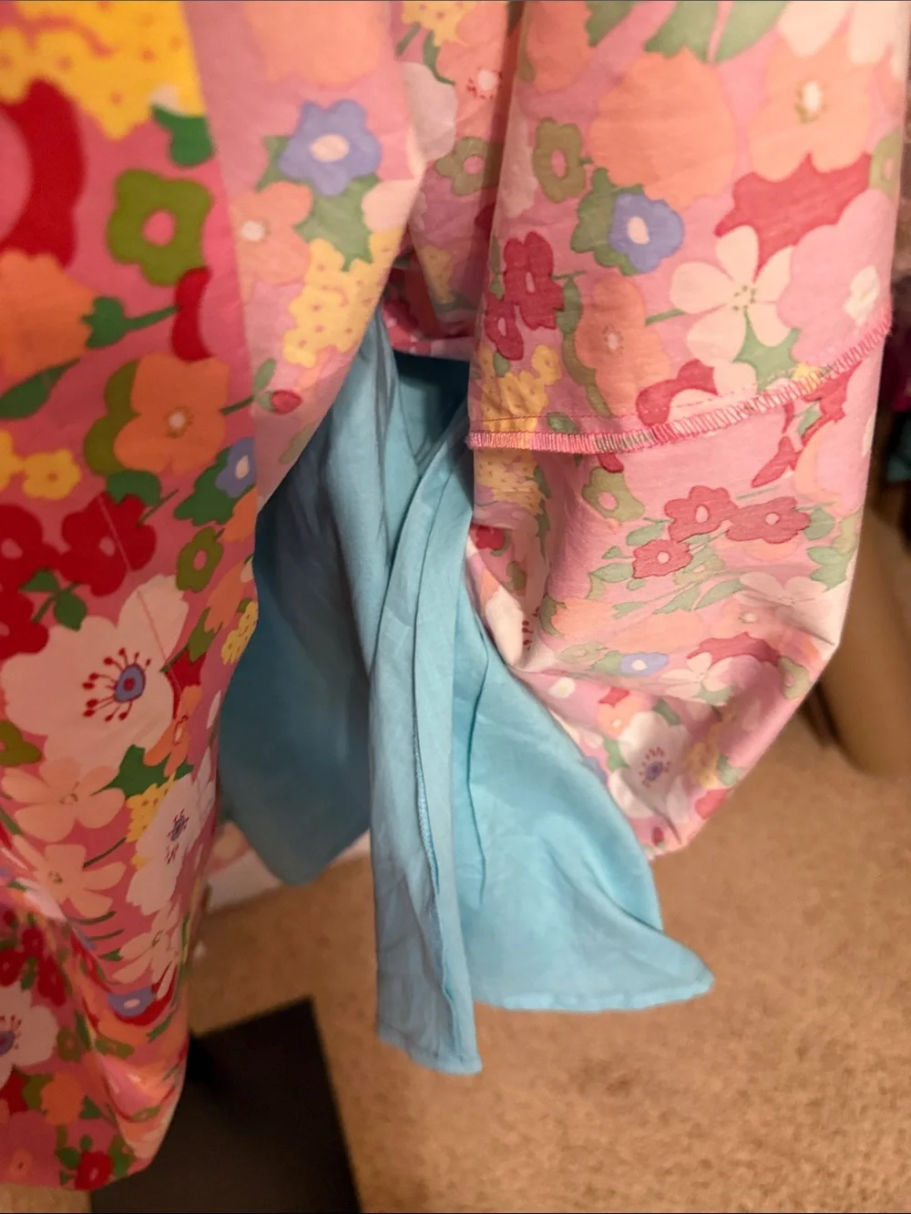 Matilda Jane 🌻Pink Floral Cotton Dress with Aqua Trim - Picture 7 of 9